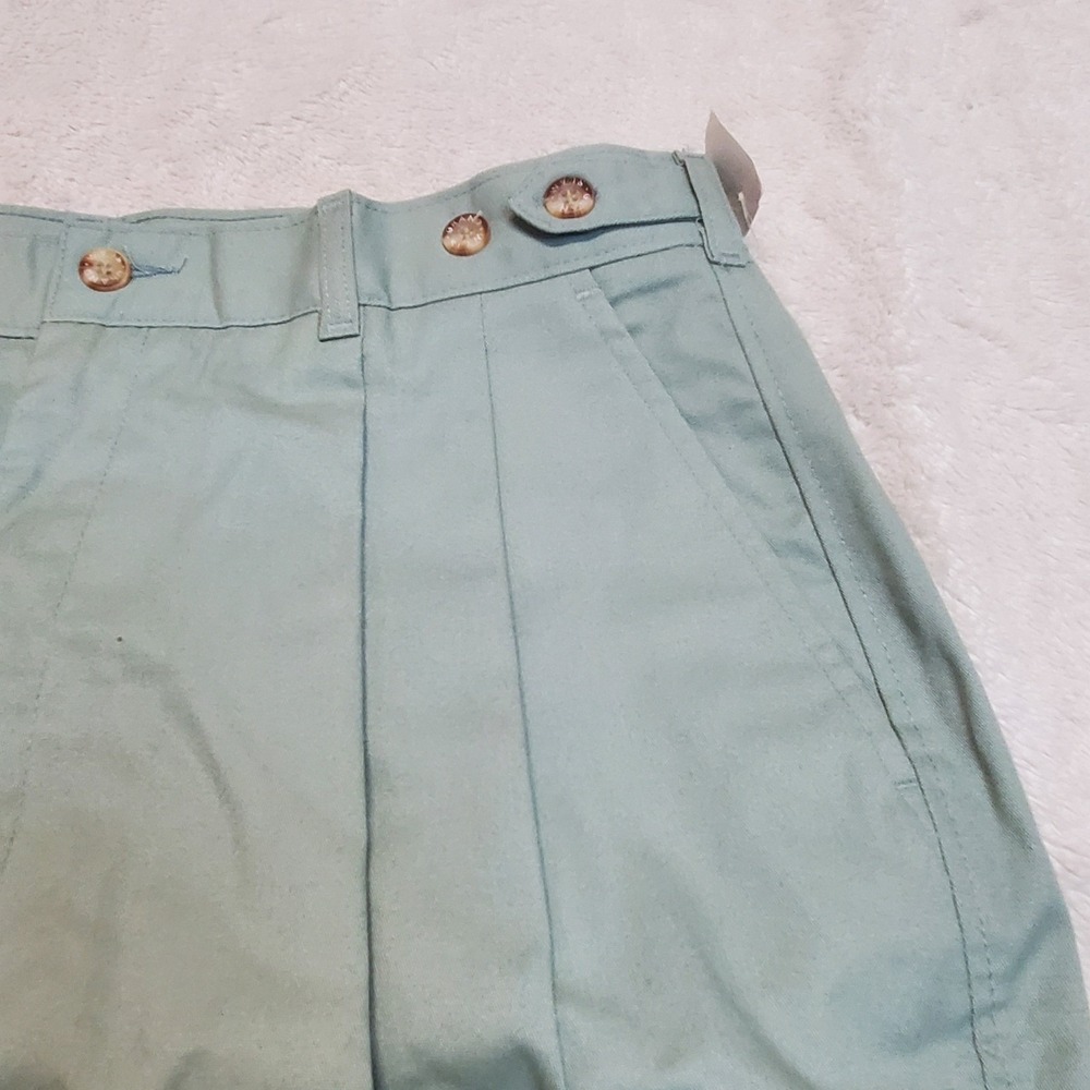 NWT Vintage Grand Slam Sage Green Pleated 7" Inseam High Rise Casual Shorts 36 - Picture 2 of 8